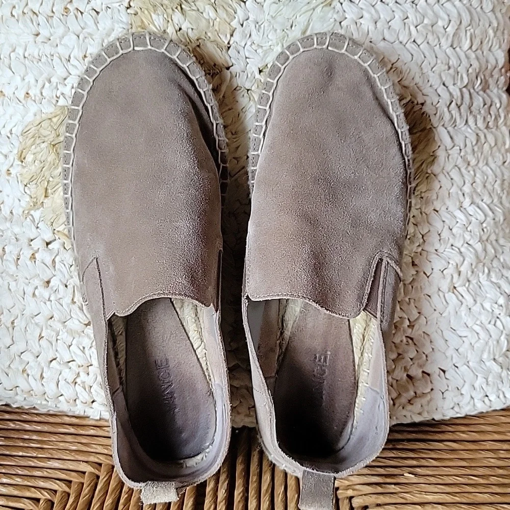 Vince Robin Espadrille Taupe Suede Flat Loafers, size 5M